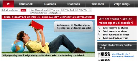 Studievalg.no lanserer sitt restplassøk for 2011